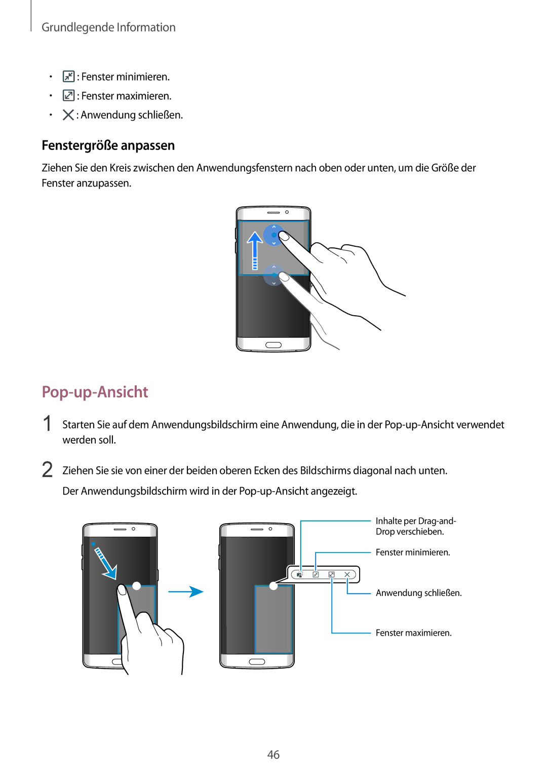 Samsung SM-G925FZKFDBT, SM-G925FZKADBT, SM-G925FZWEDBT, SM-G925FZDEDBT, SM-G925FZDADBT Pop-up-Ansicht, Fenstergröße anpassen 