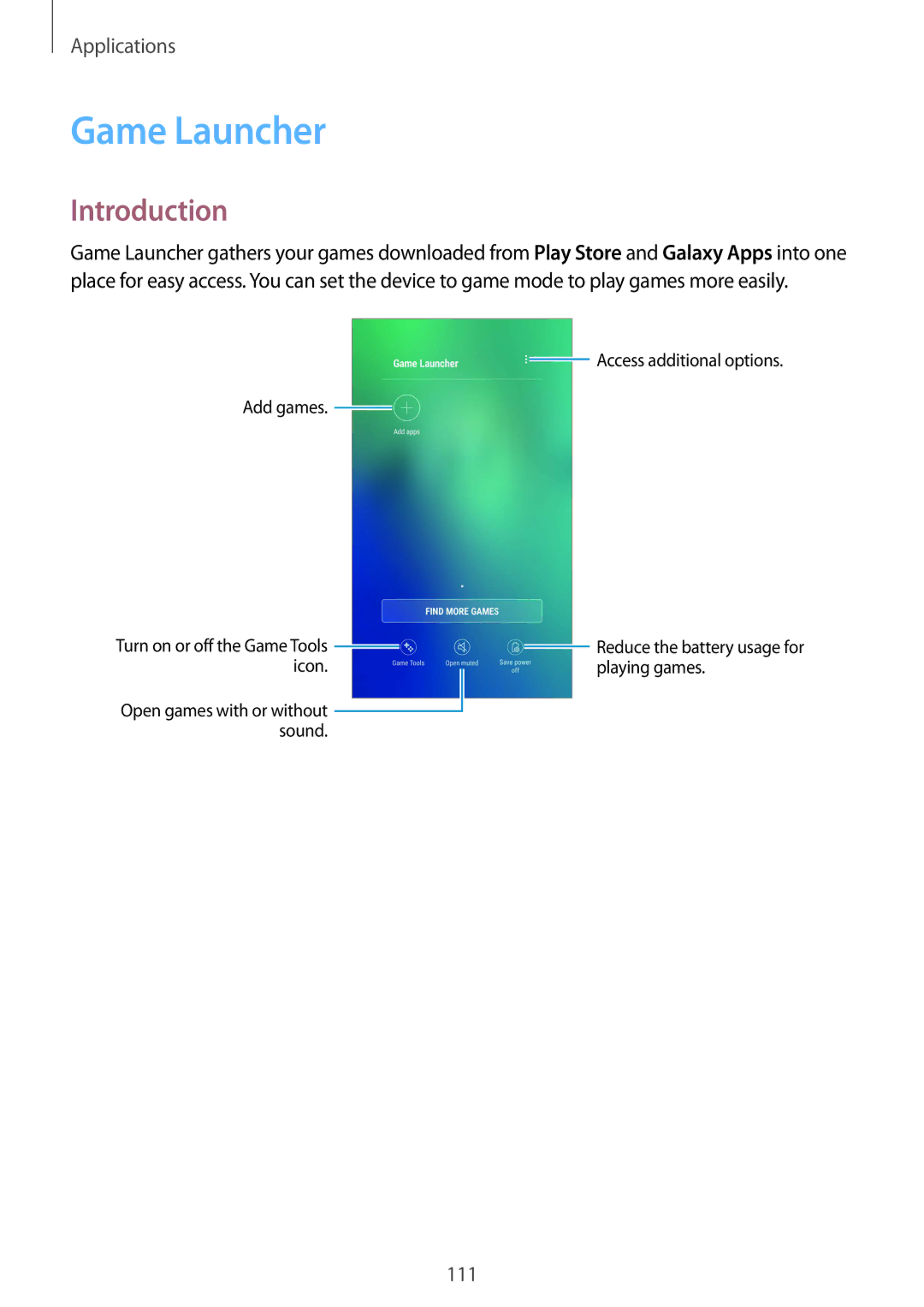 Samsung SM-G928FZDAVGR, SM-G925FZKADBT, SM-G925FZWEDBT, SM-G928FZKADBT, SM-G925FZDEDBT manual Game Launcher, Introduction 