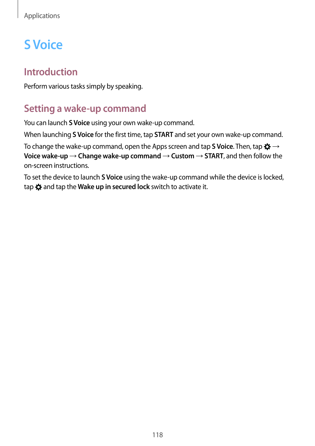 Samsung SM-G928FZKEVDC, SM-G925FZKADBT, SM-G925FZWEDBT, SM-G928FZKADBT, SM-G925FZDEDBT manual Voice, Setting a wake-up command 