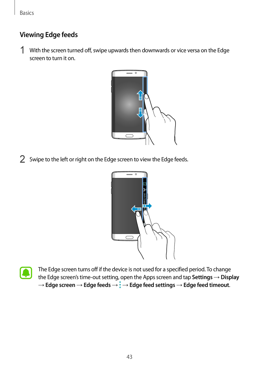 Samsung SM-G928FZDAPHE, SM-G925FZKADBT, SM-G925FZWEDBT, SM-G928FZKADBT, SM-G925FZDEDBT, SM-G925FZDADBT manual Viewing Edge feeds 