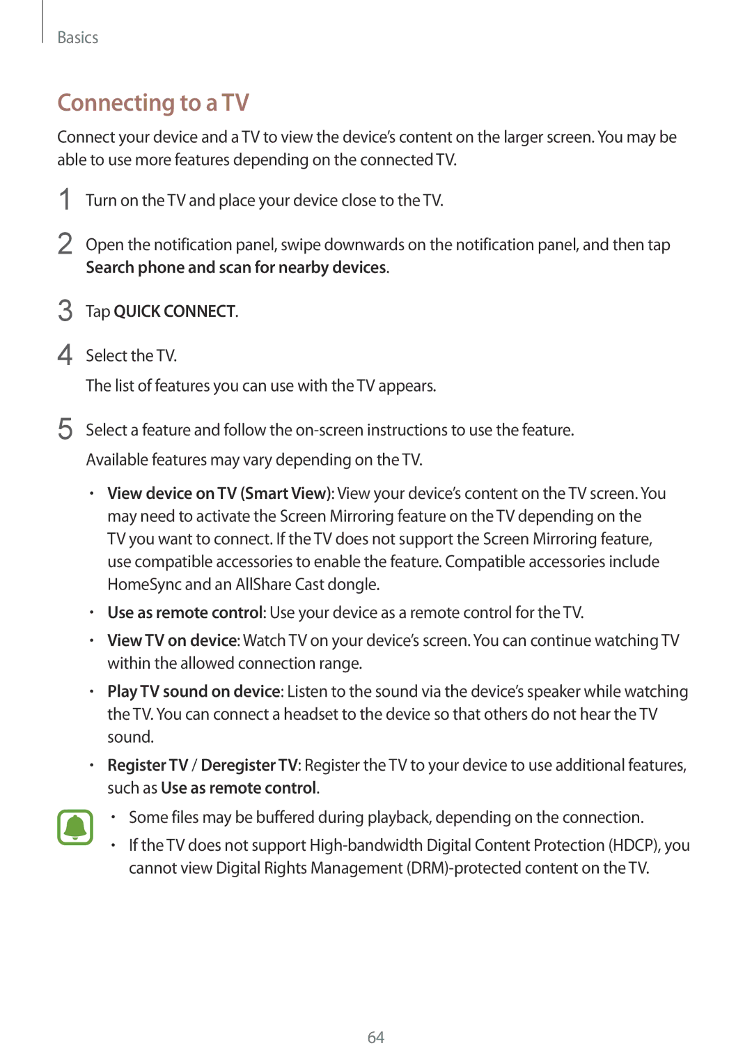 Samsung SM-G925FZGASEE, SM-G925FZKADBT, SM-G925FZWEDBT, SM-G928FZKADBT, SM-G925FZDEDBT, SM-G925FZDADBT manual Connecting to a TV 