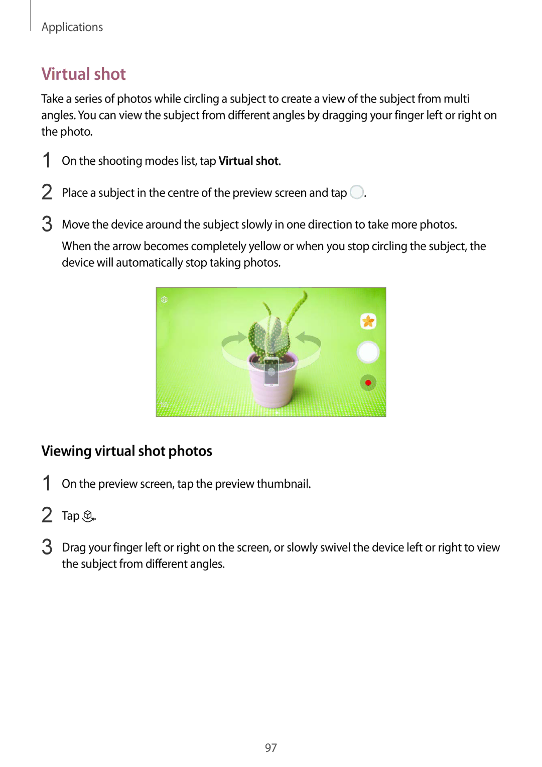 Samsung SM-G928FZDAXEH, SM-G925FZKADBT, SM-G925FZWEDBT, SM-G928FZKADBT manual Virtual shot, Viewing virtual shot photos 