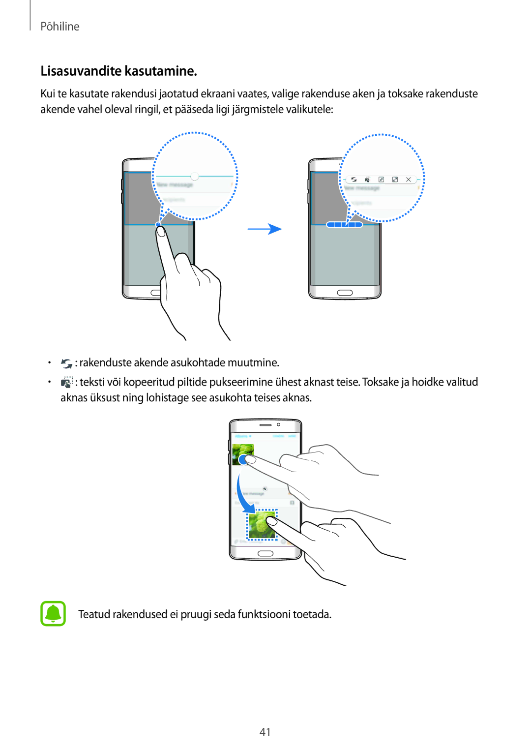 Samsung SM-G925FZKASEB manual Lisasuvandite kasutamine 