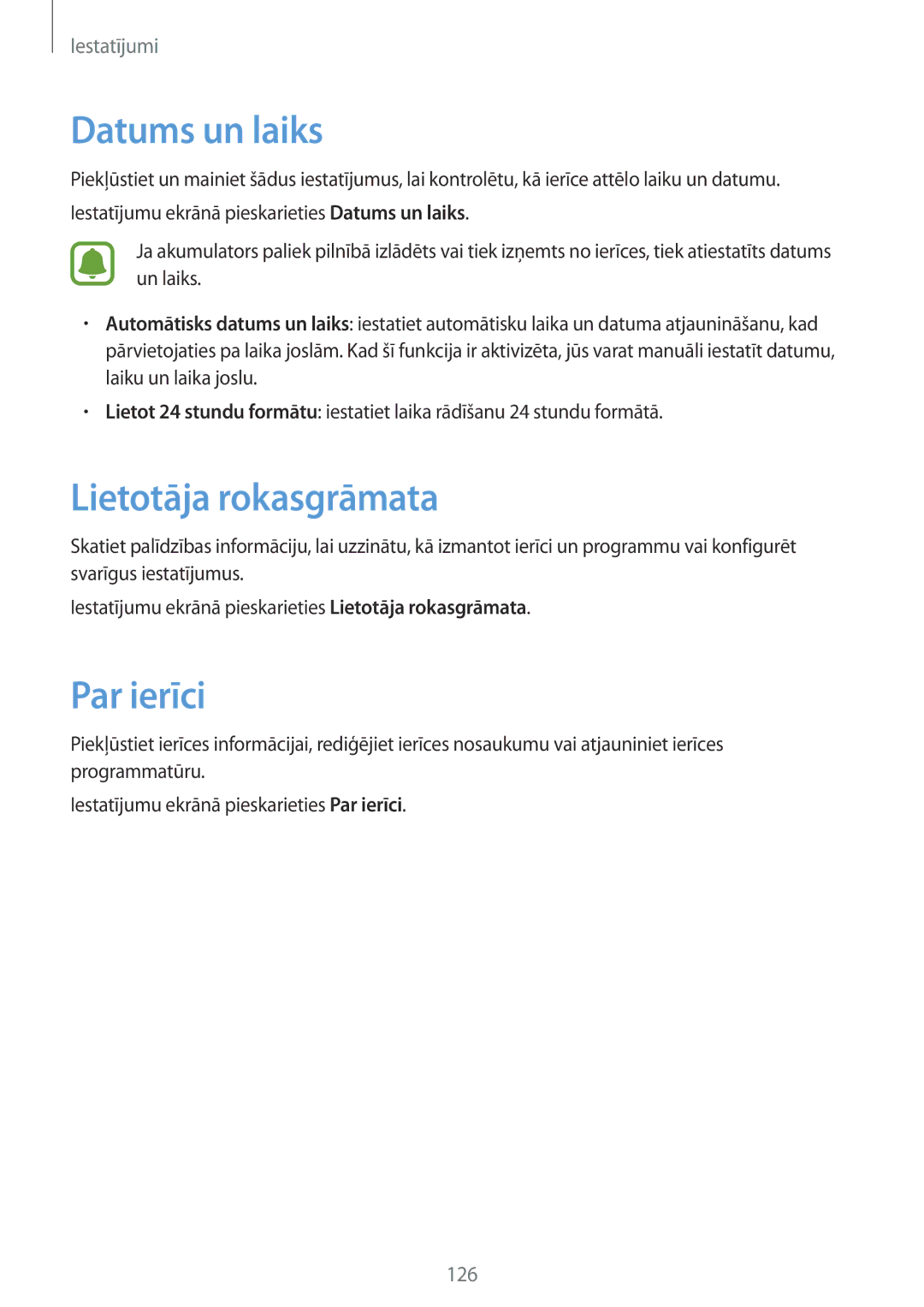 Samsung SM-G925FZKASEB manual Datums un laiks, Lietotāja rokasgrāmata, Par ierīci 