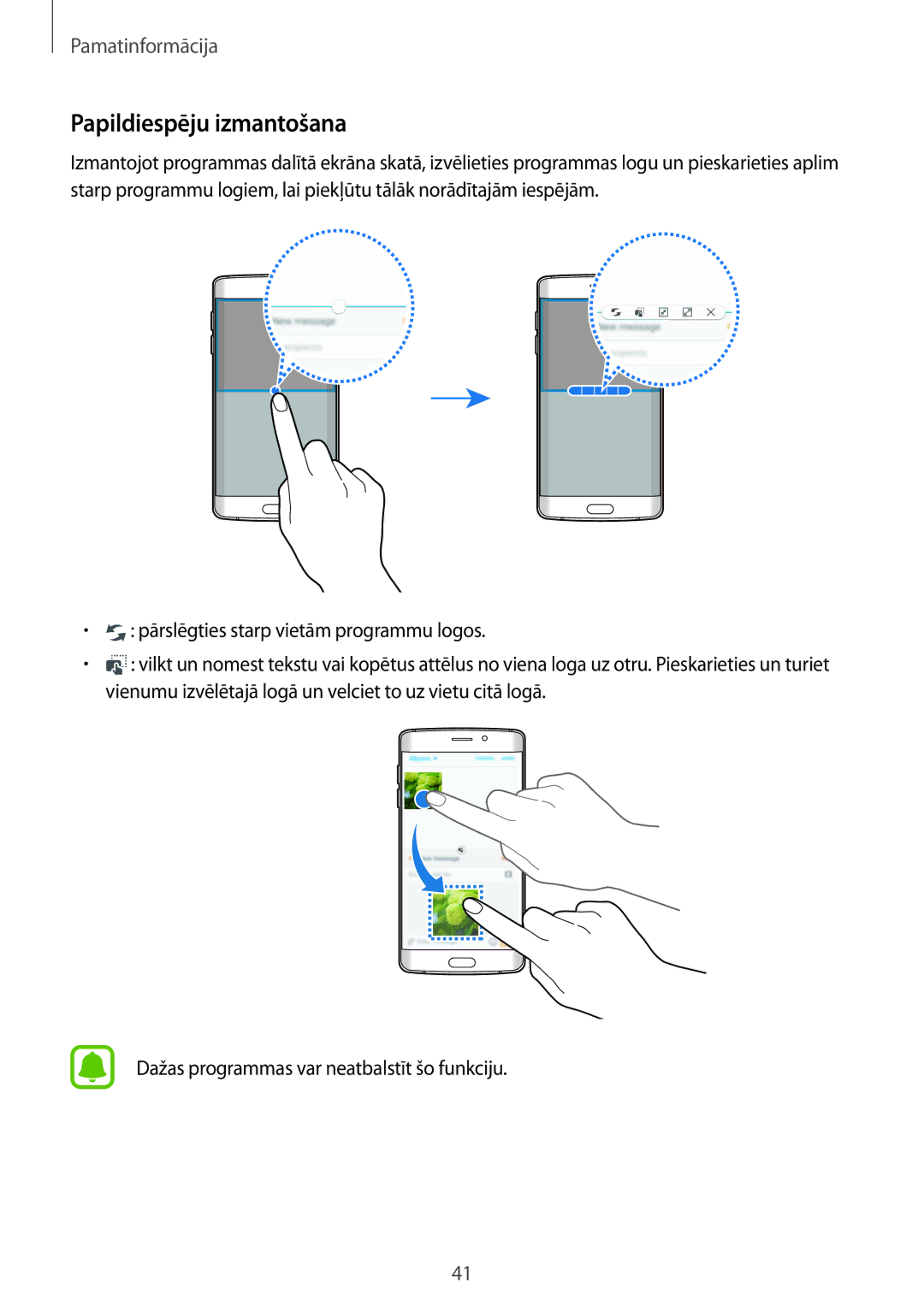 Samsung SM-G925FZKASEB manual Papildiespēju izmantošana 