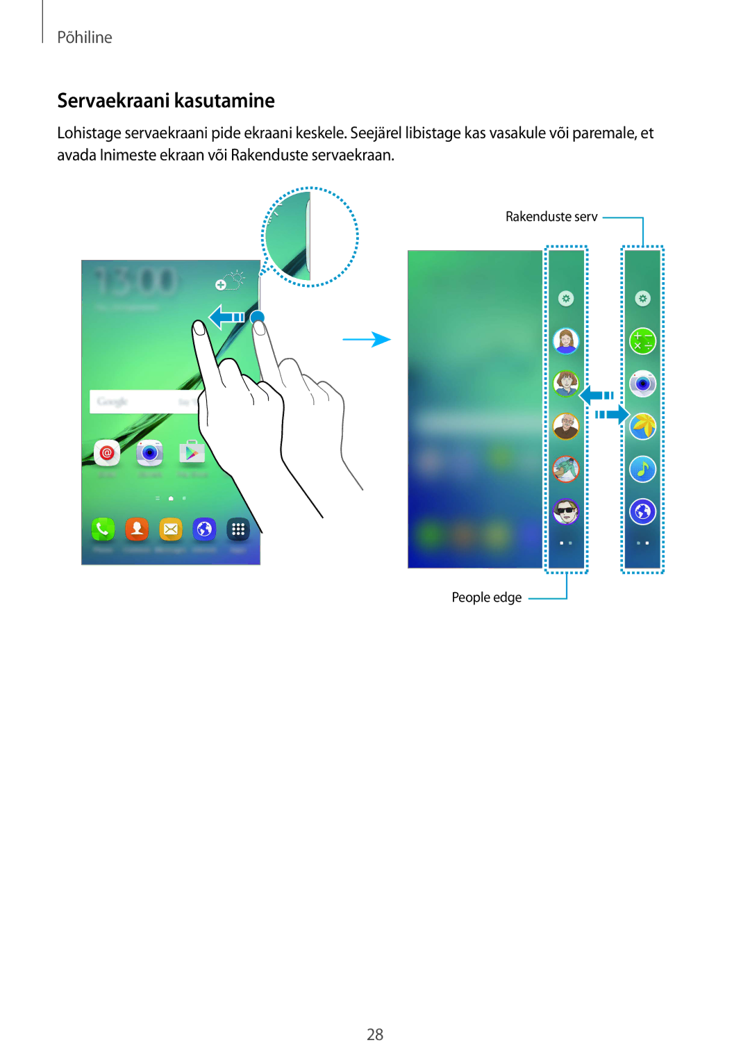 Samsung SM-G925FZKASEB manual Servaekraani kasutamine 