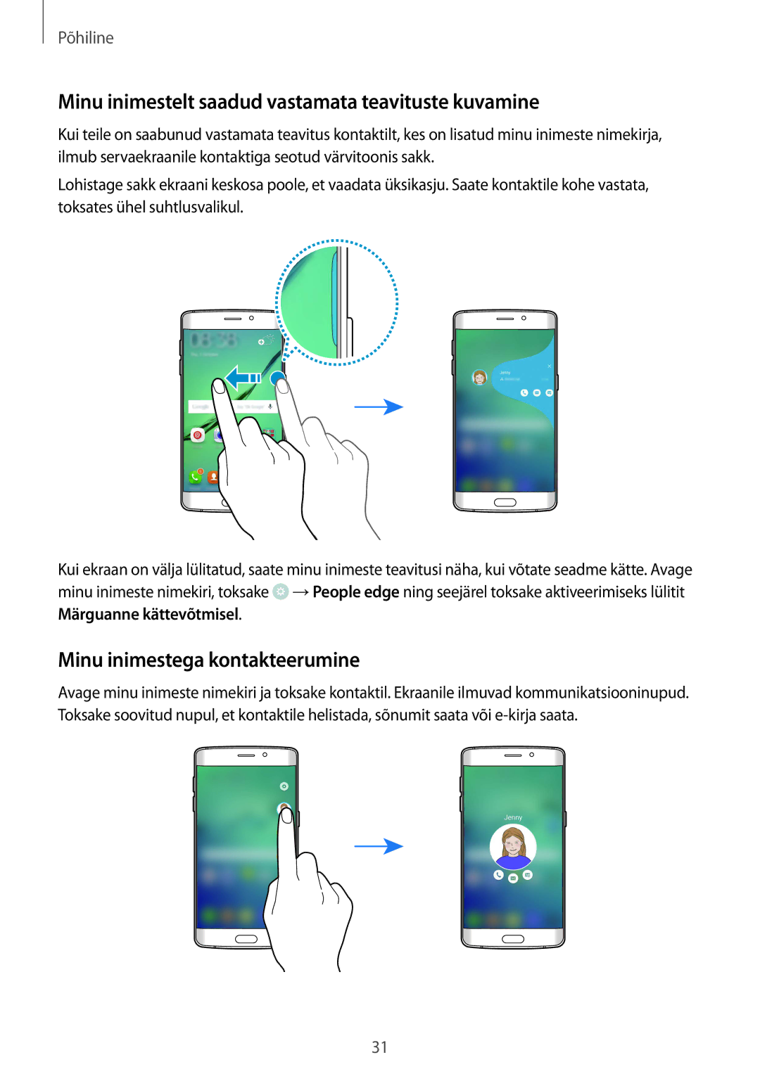 Samsung SM-G925FZKASEB manual Minu inimestelt saadud vastamata teavituste kuvamine, Minu inimestega kontakteerumine 