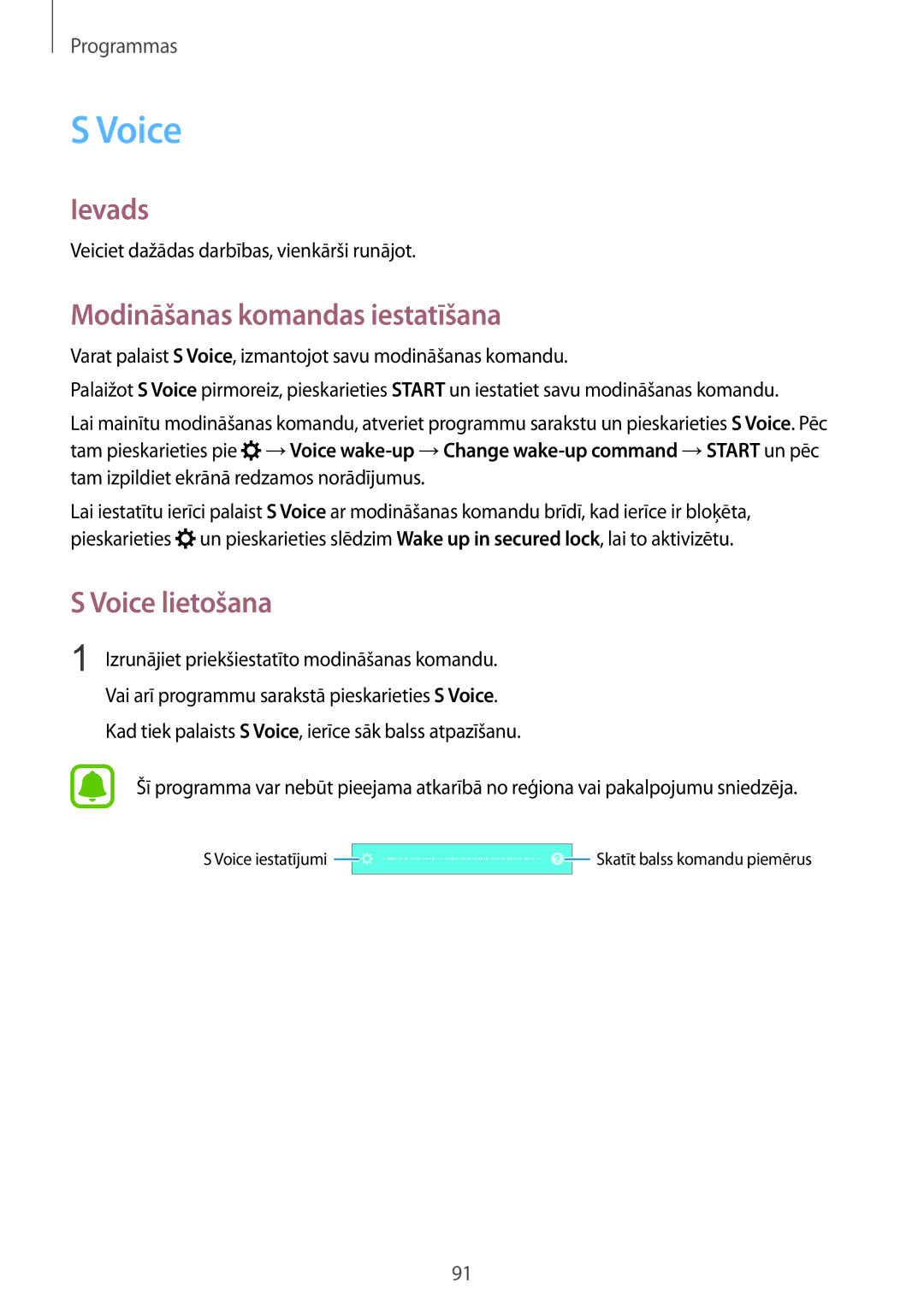 Samsung SM-G925FZKASEB Modināšanas komandas iestatīšana, Voice lietošana, Veiciet dažādas darbības, vienkārši runājot 