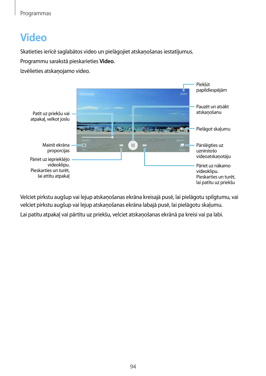 Samsung SM-G925FZKASEB manual Video 