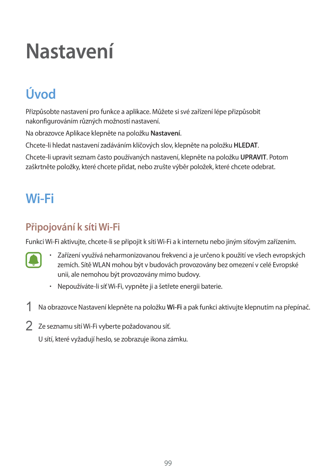 Samsung SM-G925FZWEETL, SM-G925FZKFETL, SM-G925FZGFETL, SM-G925FZDEETL manual Úvod, Připojování k síti Wi-Fi 