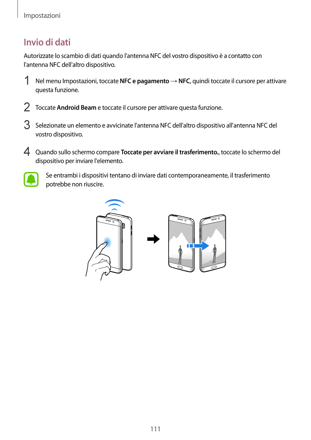 Samsung SM-G925FZGAITV, SM-G925FZWAITV, SM-G925FZKAITV, SM-G925FZGEITV, SM-G925FZDEITV manual Invio di dati 