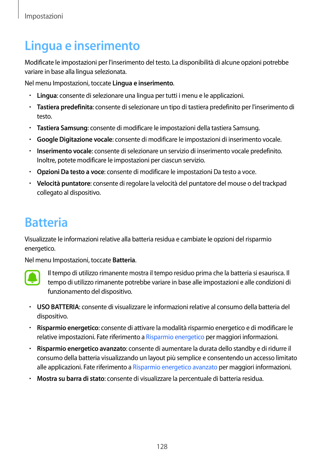 Samsung SM-G925FZGEITV, SM-G925FZWAITV, SM-G925FZGAITV, SM-G925FZKAITV, SM-G925FZDEITV manual Lingua e inserimento, Batteria 