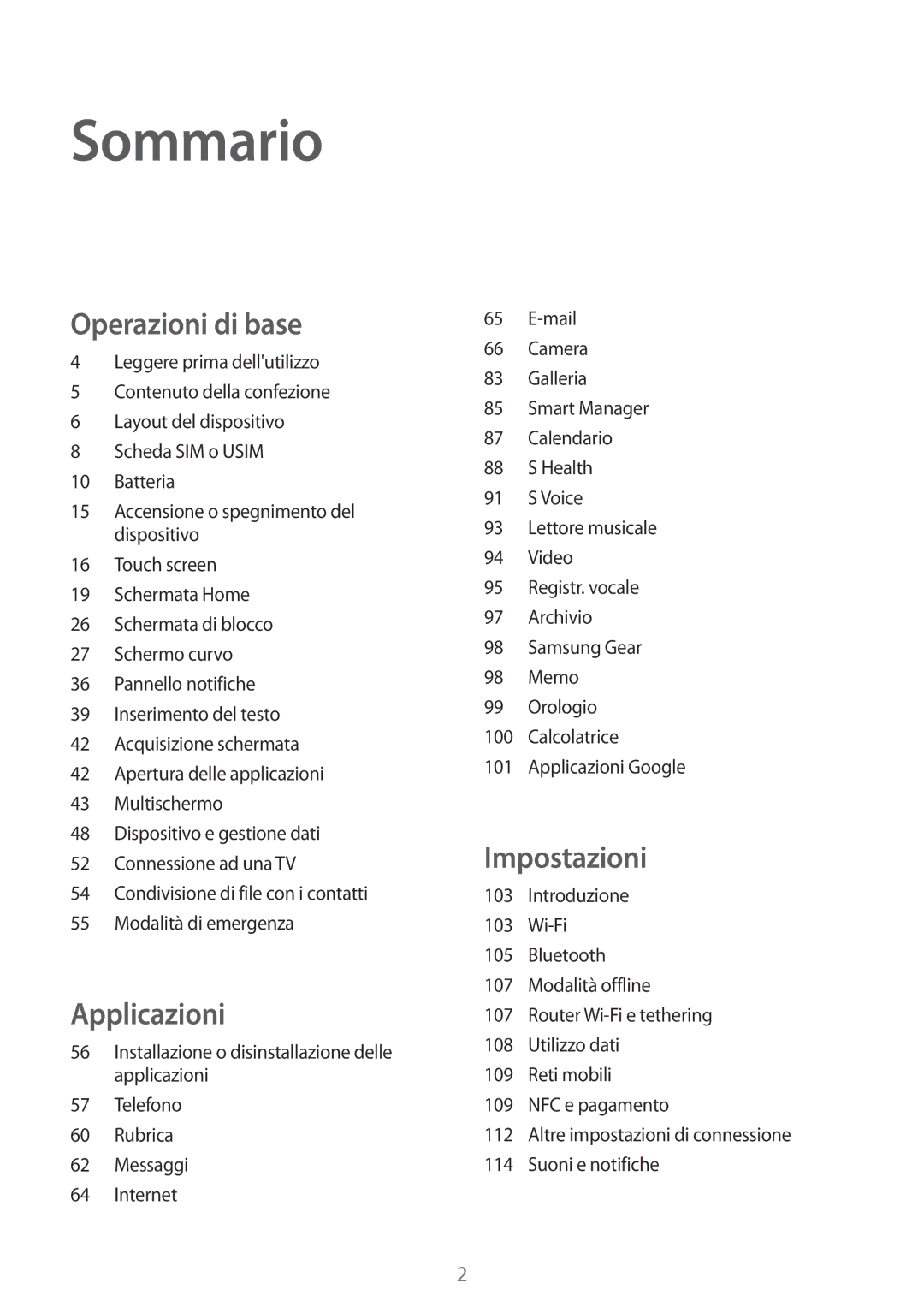 Samsung SM-G925FZKAITV, SM-G925FZWAITV, SM-G925FZGAITV, SM-G925FZGEITV, SM-G925FZDEITV manual Sommario 