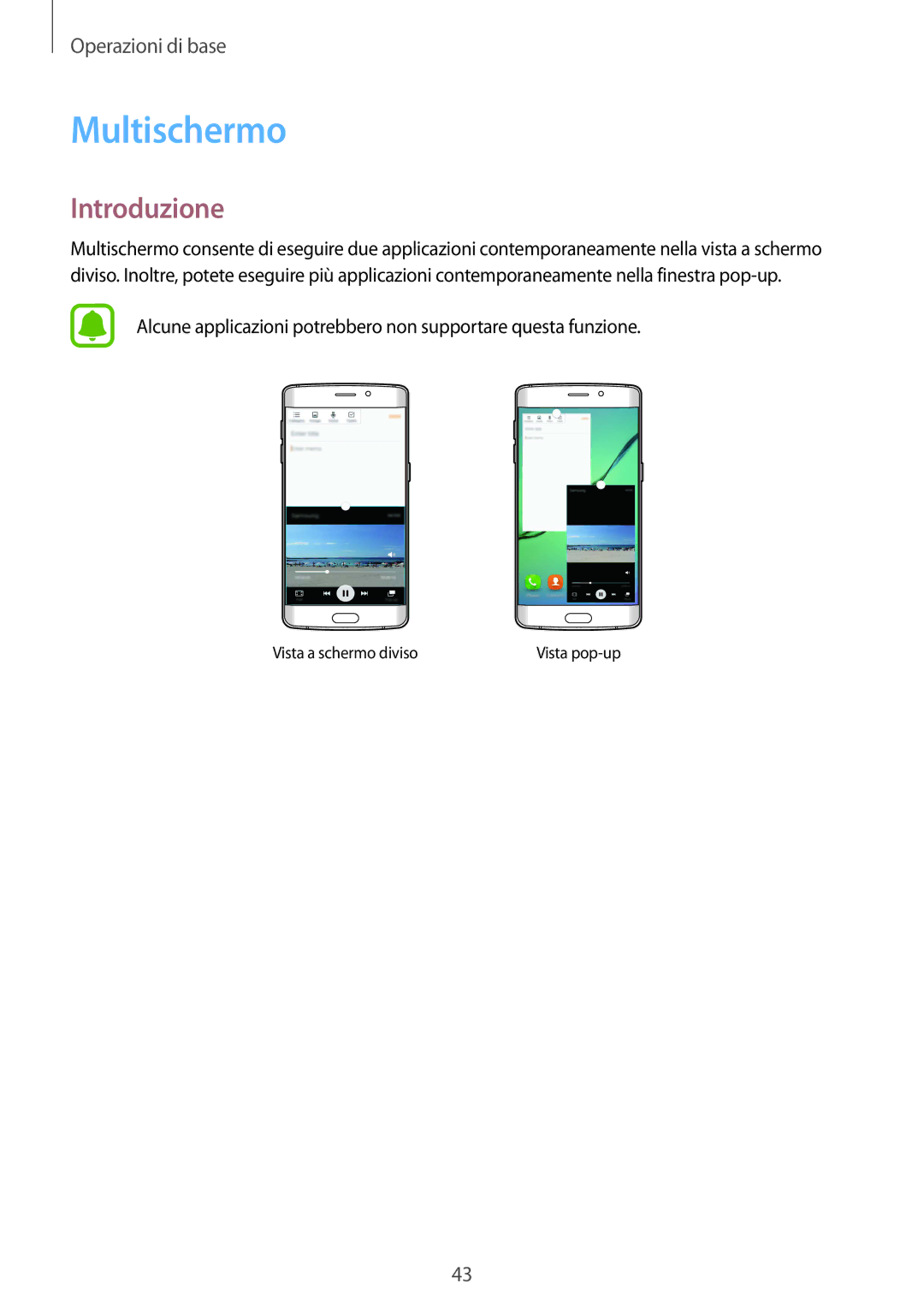 Samsung SM-G925FZGEITV, SM-G925FZWAITV, SM-G925FZGAITV, SM-G925FZKAITV, SM-G925FZDEITV manual Multischermo, Introduzione 