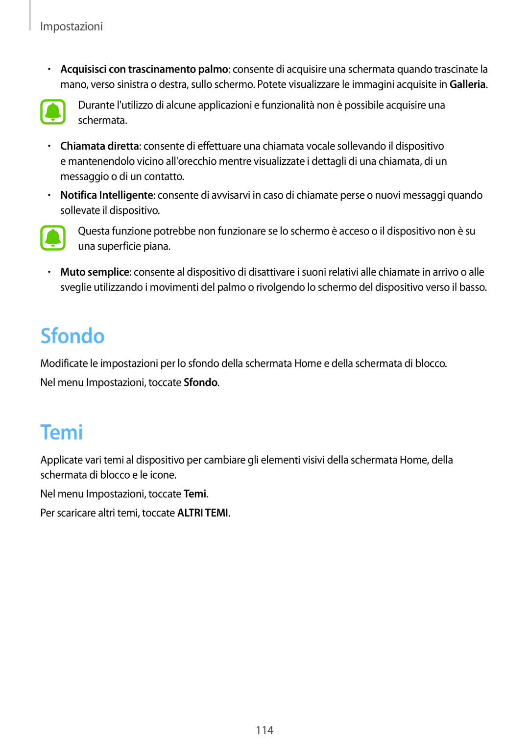 Samsung SM-G925FZDEITV, SM-G925FZWAITV, SM-G925FZGAITV, SM-G925FZKAITV, SM-G925FZGEITV manual Sfondo, Temi 