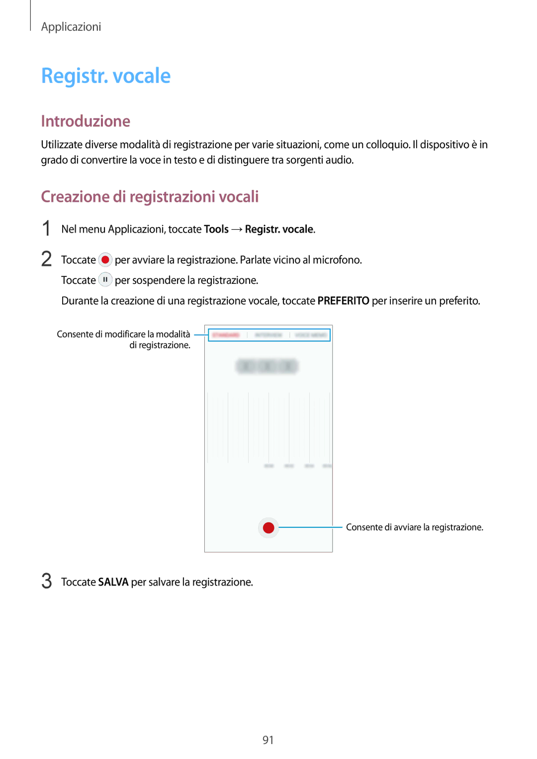 Samsung SM-G925FZGAITV, SM-G925FZWAITV, SM-G925FZKAITV, SM-G925FZGEITV Registr. vocale, Creazione di registrazioni vocali 