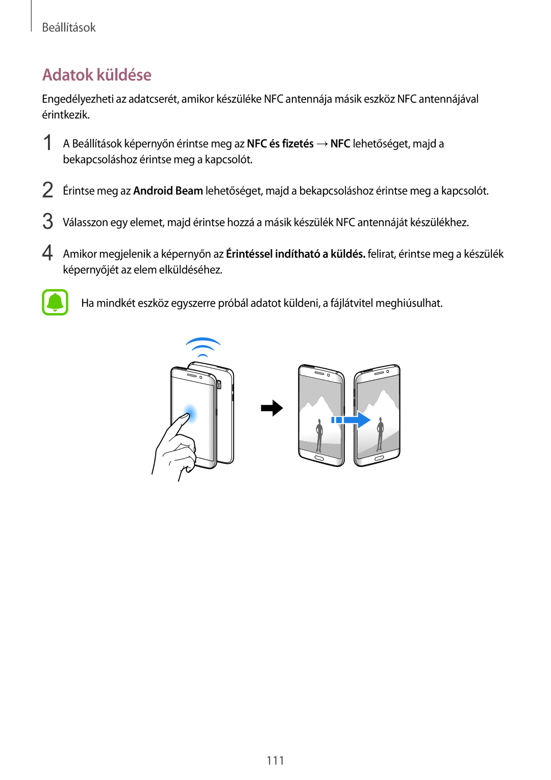 Samsung SM-G925FZWAXEH manual Adatok küldése 