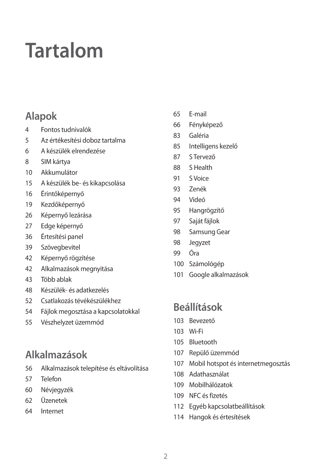 Samsung SM-G925FZWAXEH manual Tartalom 