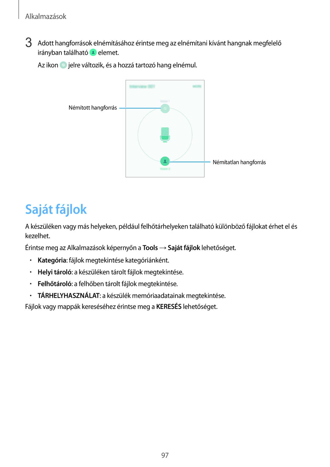 Samsung SM-G925FZWAXEH manual Saját fájlok 