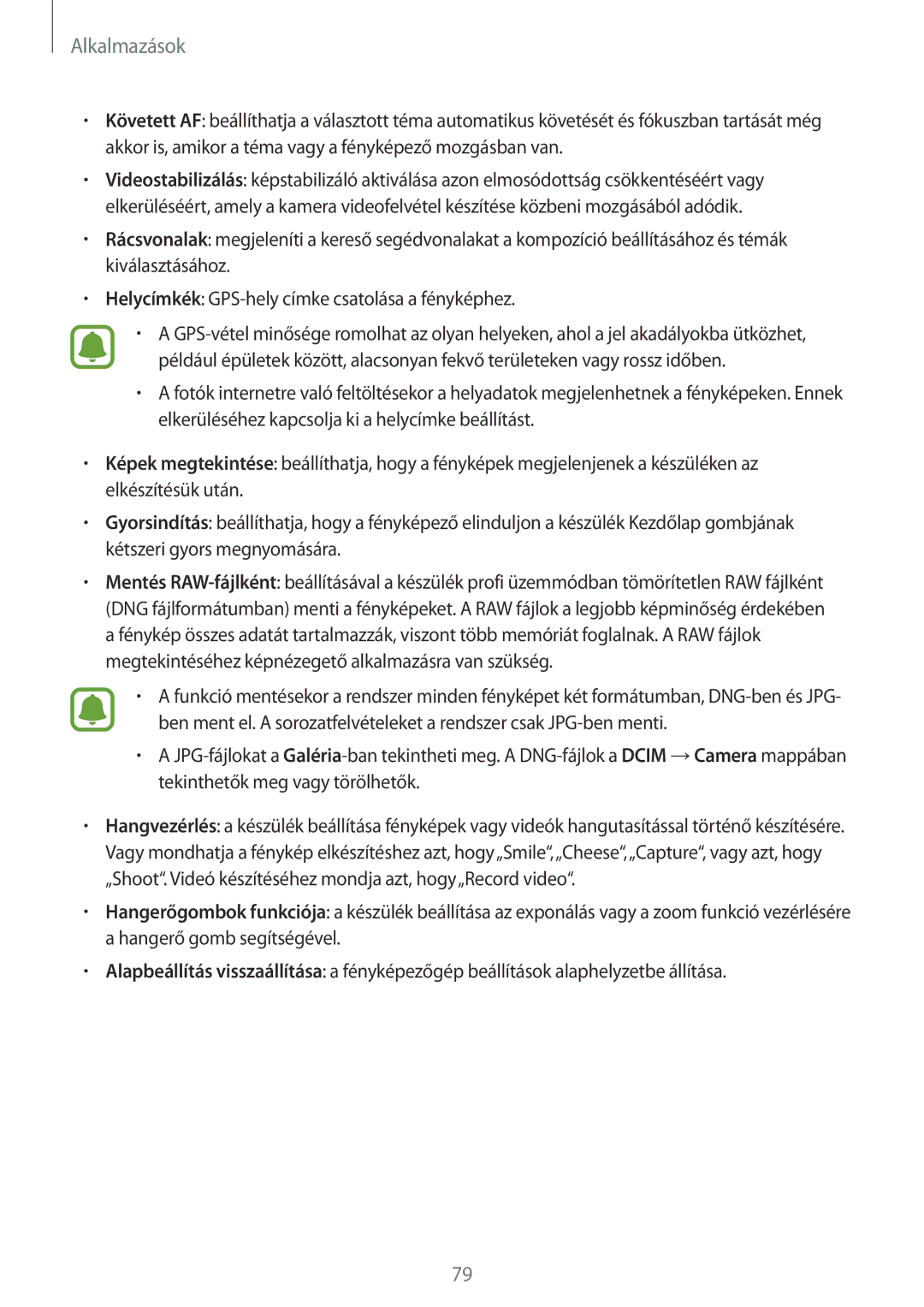 Samsung SM-G925FZWAXEH manual Alkalmazások 