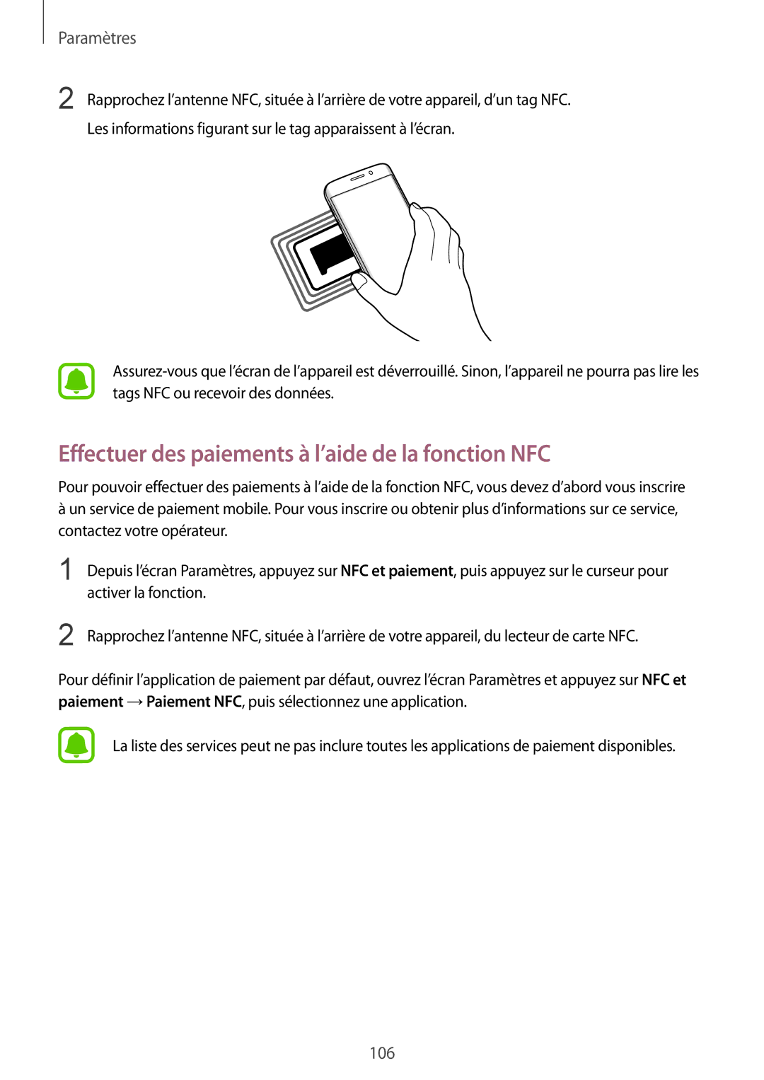 Samsung SM-G925FZKEXEF, SM-G925FZWEXEF, SM-G925FZWFXEF, SM-G925FZDEXEF Effectuer des paiements à l’aide de la fonction NFC 