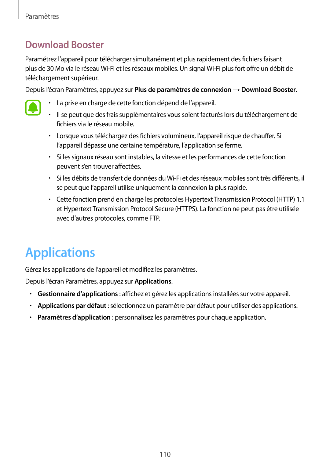 Samsung SM-G925FZWEXEF, SM-G925FZWFXEF, SM-G925FZDEXEF, SM-G925FZGAXEF, SM-G925FZKFXEF manual Applications, Download Booster 