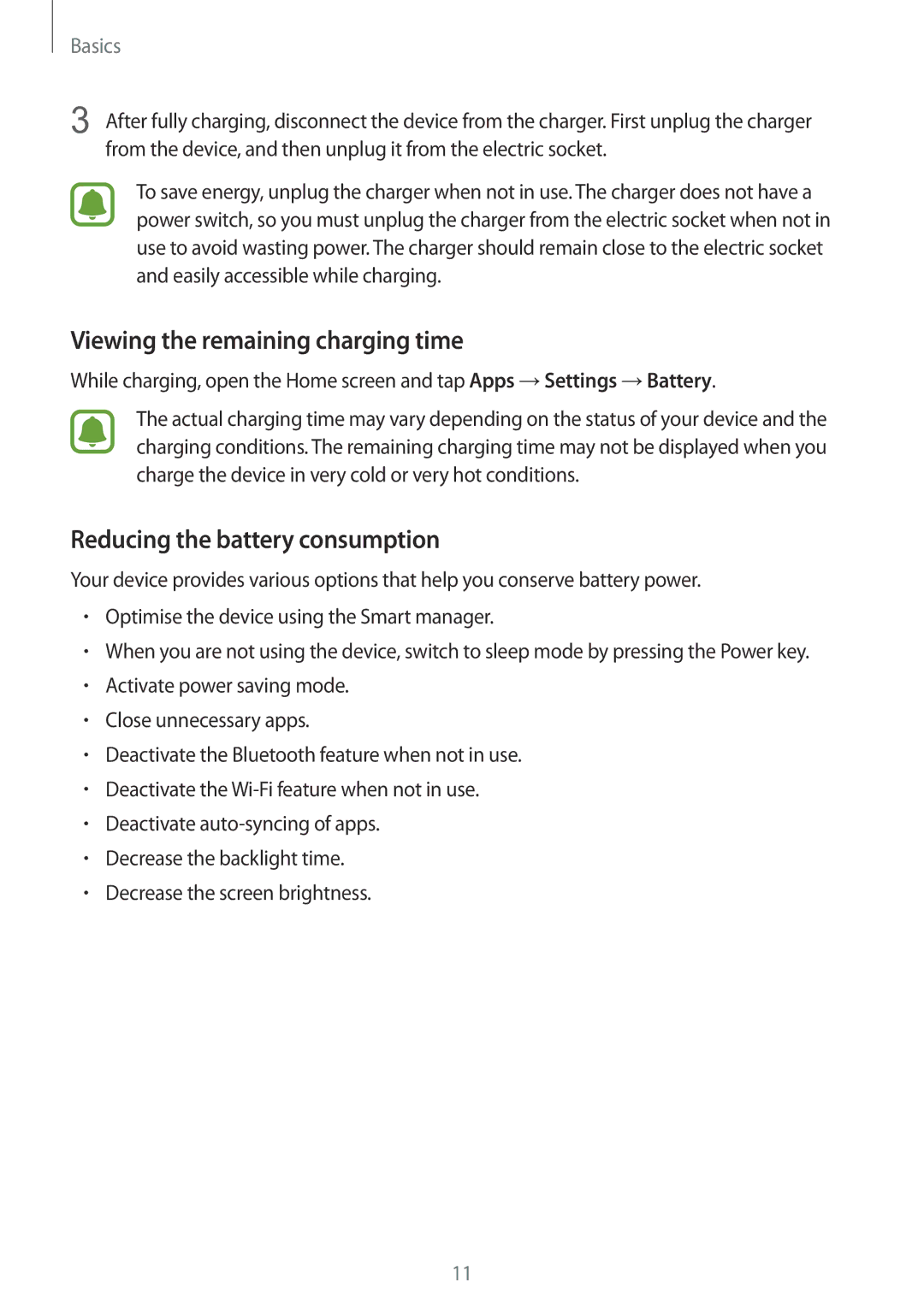 Samsung SM-G925IZDAKSA manual Viewing the remaining charging time, Reducing the battery consumption 