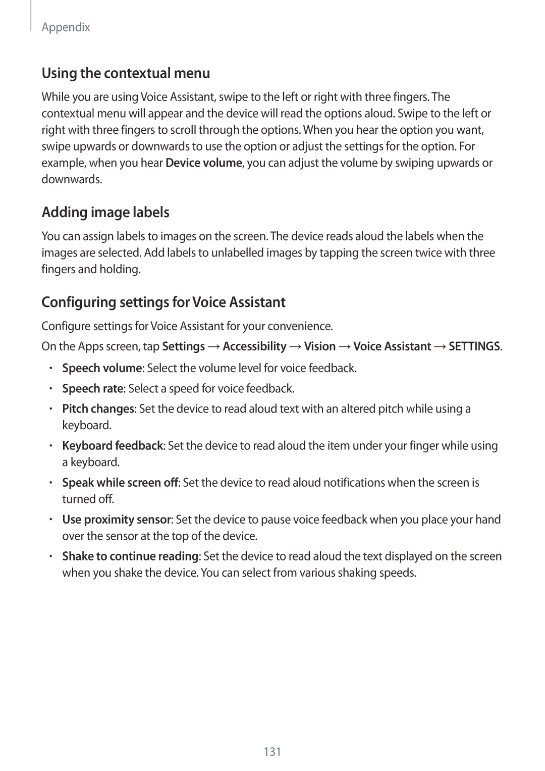 Samsung SM-G925IZDAKSA manual Using the contextual menu, Adding image labels, Configuring settings for Voice Assistant 