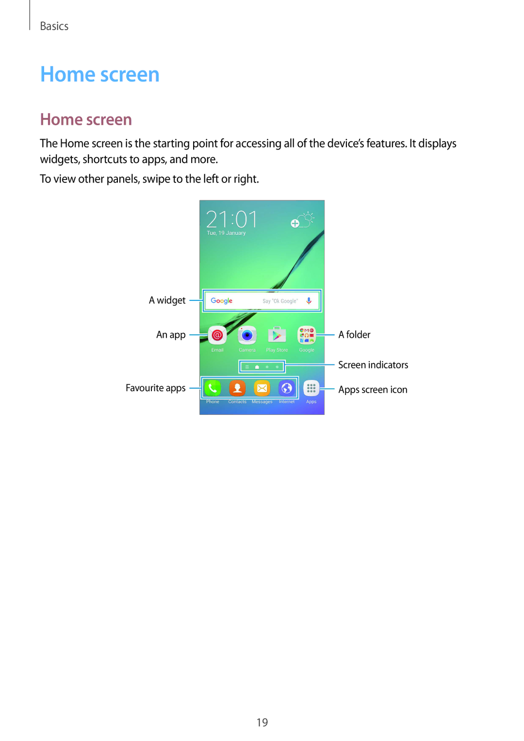 Samsung SM-G925IZDAKSA manual Home screen 