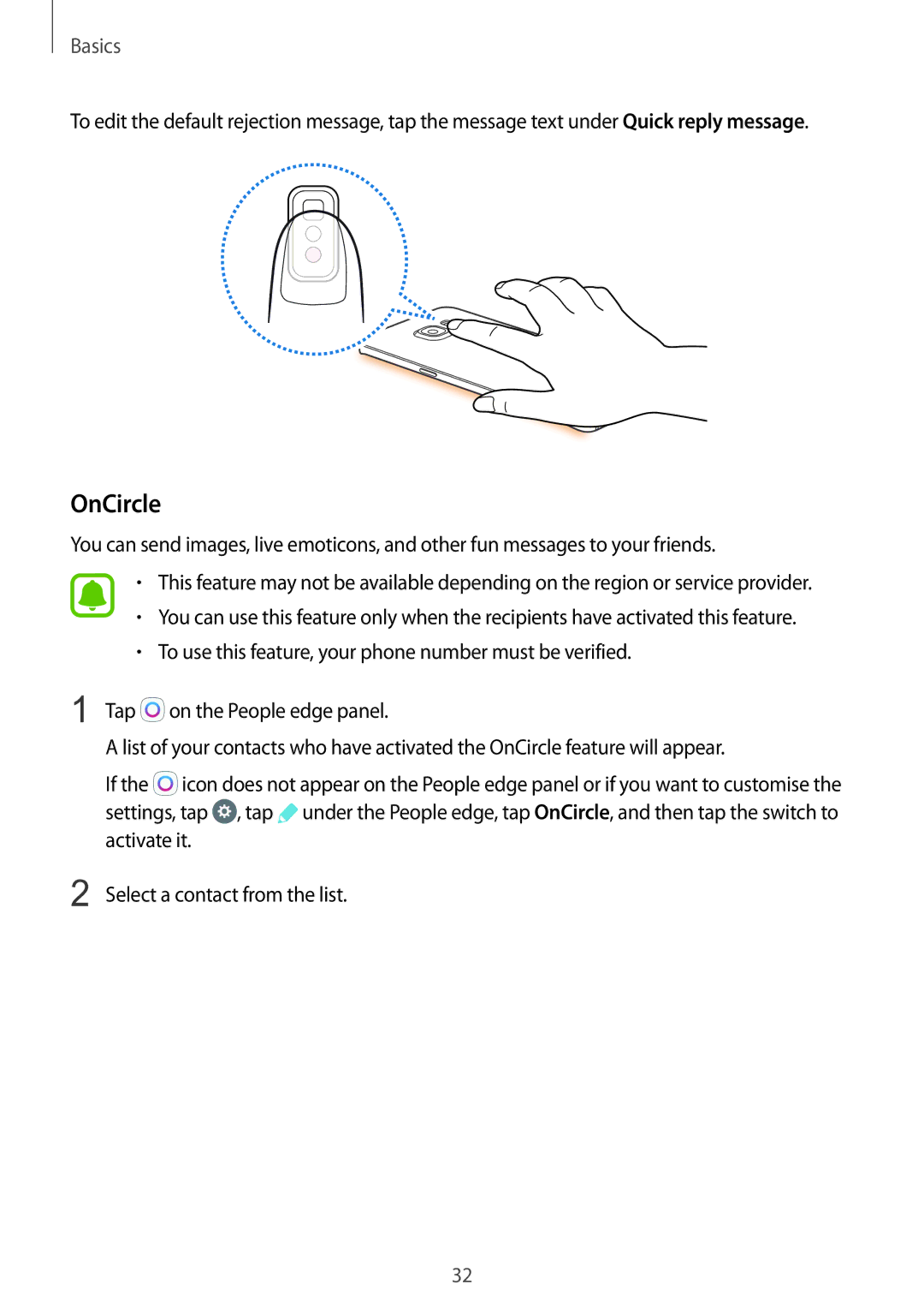 Samsung SM-G925IZDAKSA manual OnCircle 