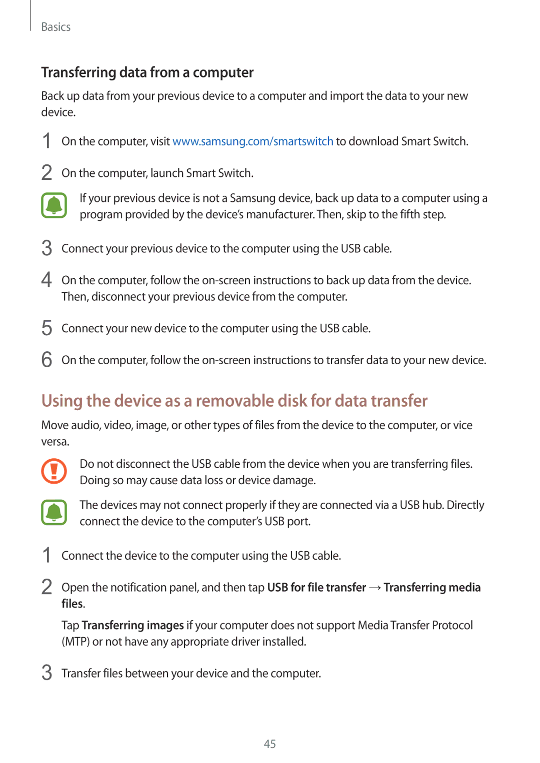 Samsung SM-G925IZDAKSA Using the device as a removable disk for data transfer, Transferring data from a computer, Files 