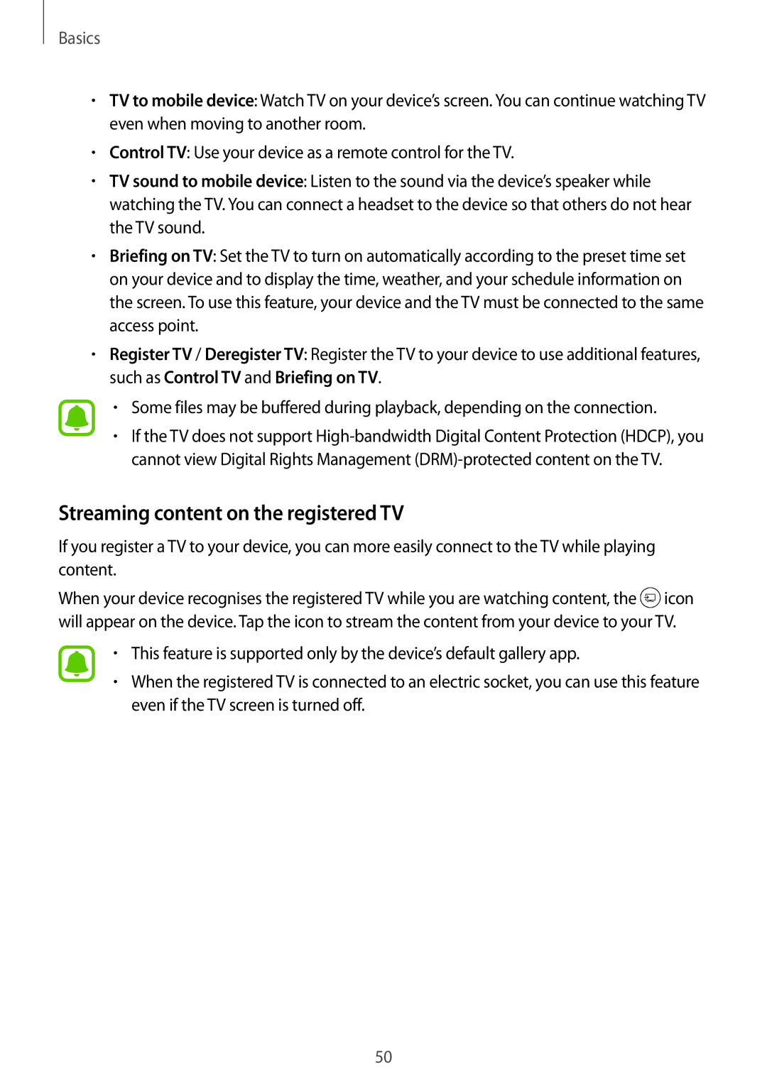 Samsung SM-G925IZDAKSA manual Streaming content on the registered TV 