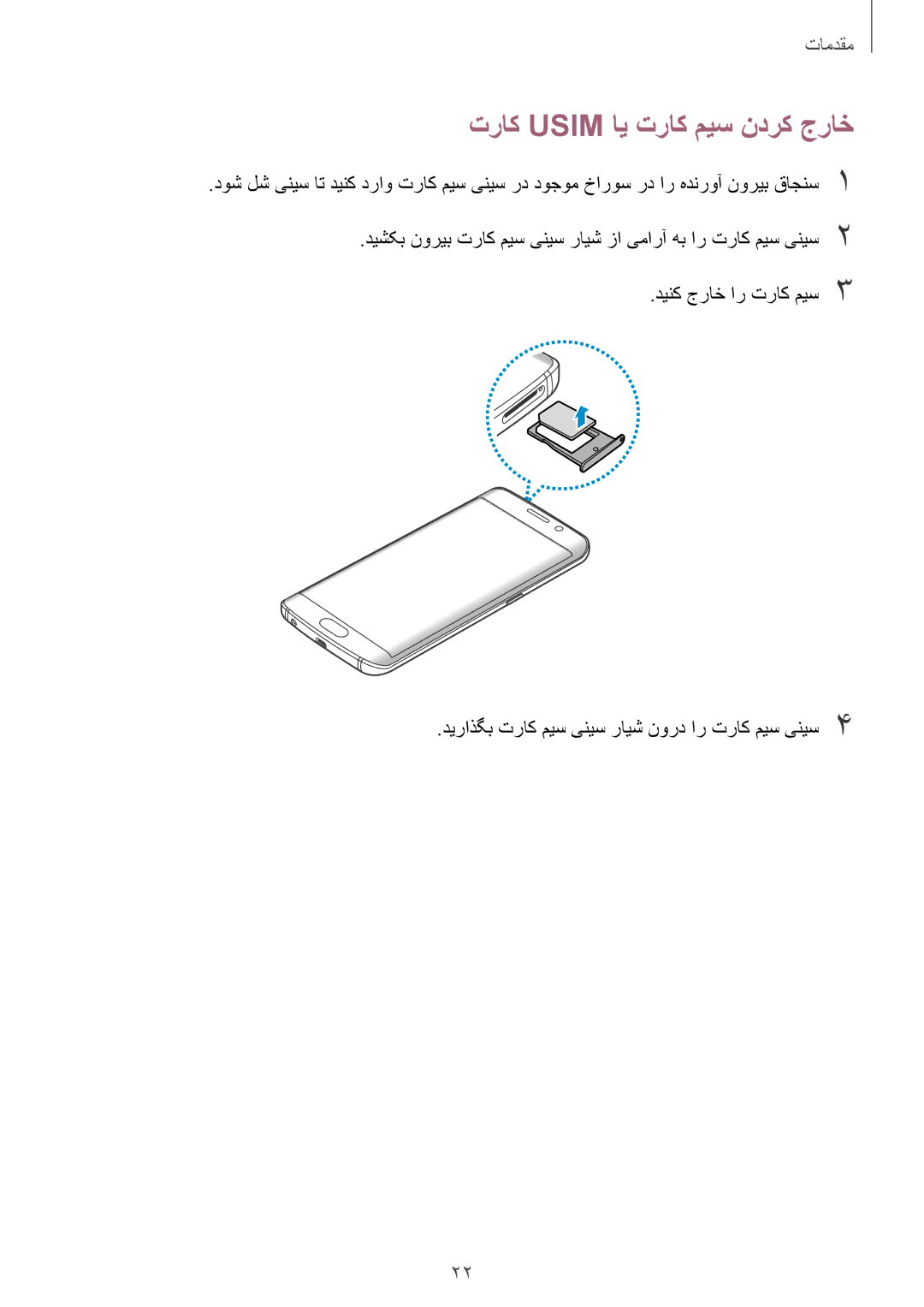 Samsung SM-G925FZWASEE, SM-G925XZKAKSA, SM-G925XZWAKSA, SM-G925FZDASEE, SM-G925FZKASEE manual تراک Usim ای تراک میس ندرک جراخ 