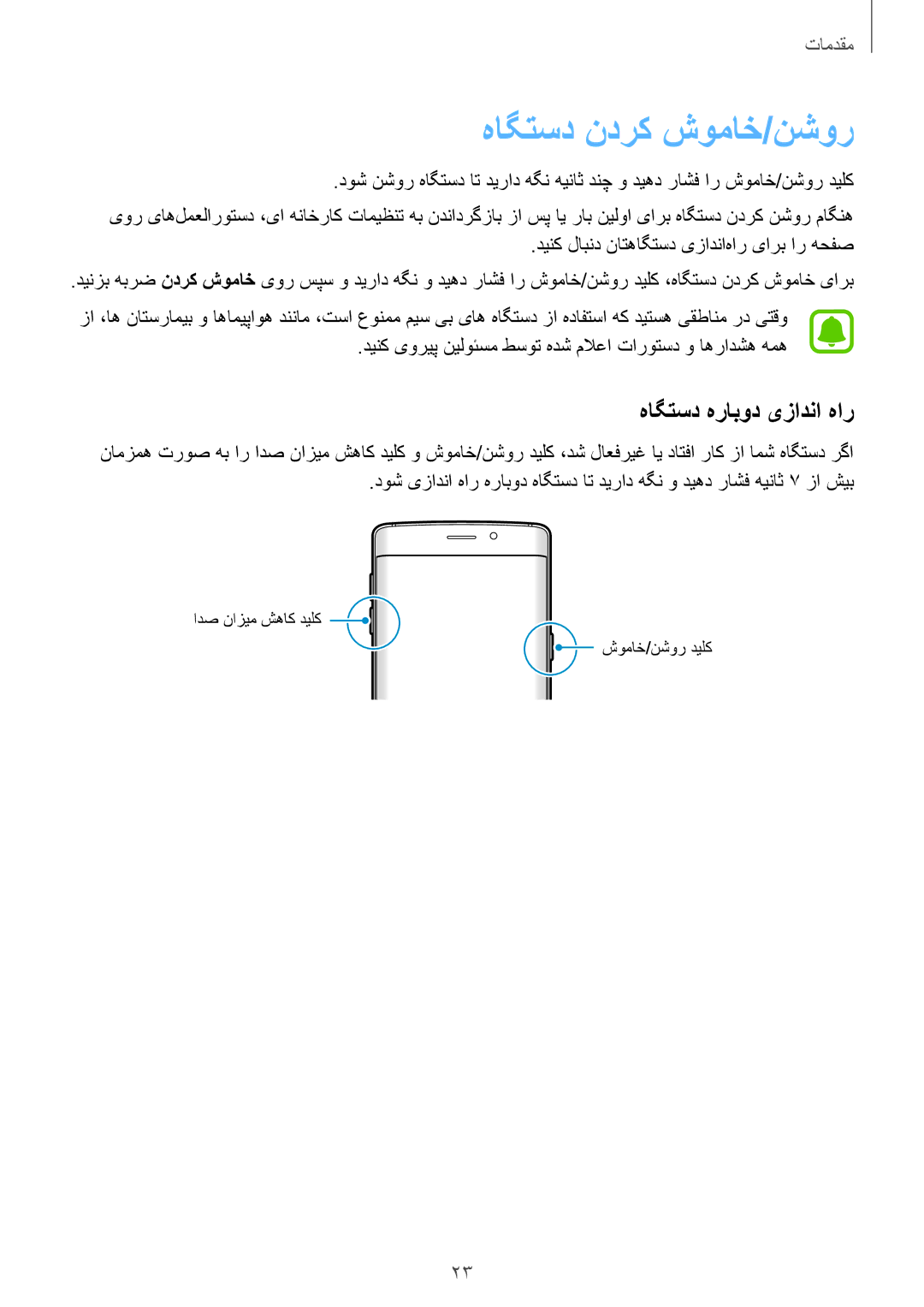 Samsung SM-G925FZKEKSA, SM-G925XZKAKSA, SM-G925XZWAKSA, SM-G925FZDASEE manual هاگتسد ندرک شوماخ/نشور, هاگتسد هرابود یزادنا هار 