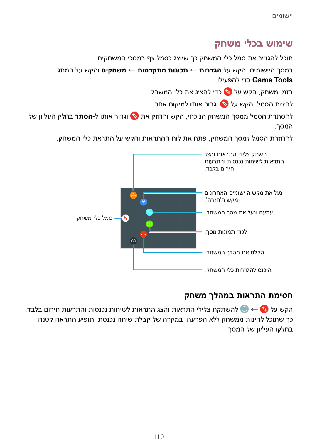 Samsung SM-G925XZDAILO, SM-G925XZWAILO, SM-G925XZKAILO, SM-G925FZDAILO manual קחשמ ילכב שומיש, קחשמ ךלהמב תוארתה תמיסח 