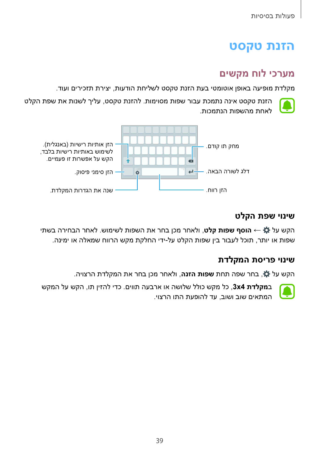 Samsung SM-G925FZDAILO, SM-G925XZWAILO, SM-G925XZKAILO manual טסקט תנזה, םישקמ חול יכרעמ, טלקה תפש יוניש, תדלקמה תסירפ יוניש 