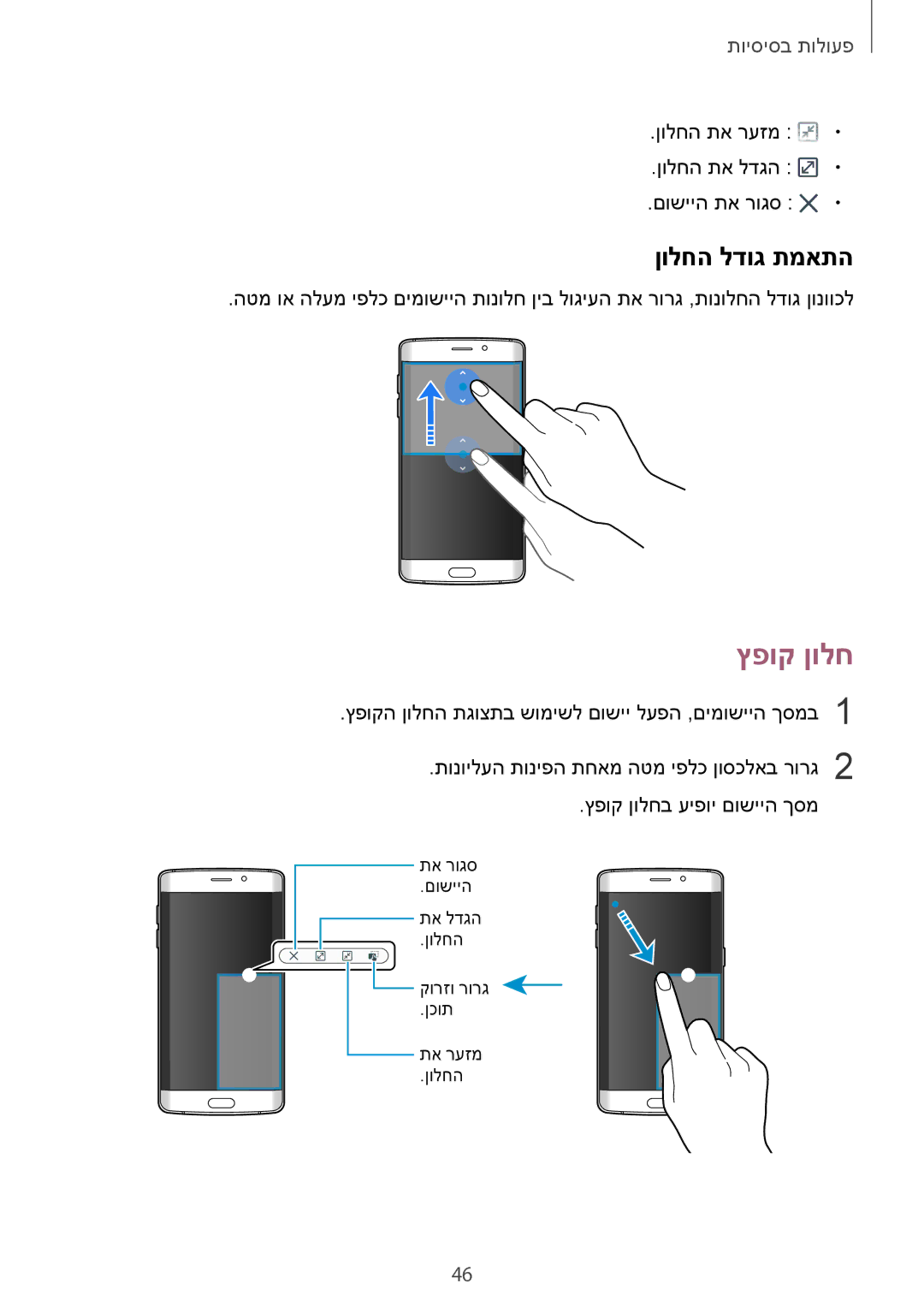 Samsung SM-G925XZDAILO, SM-G925XZWAILO, SM-G925XZKAILO, SM-G925FZDAILO manual ץפוק ןולח, ןולחה לדוג תמאתה 