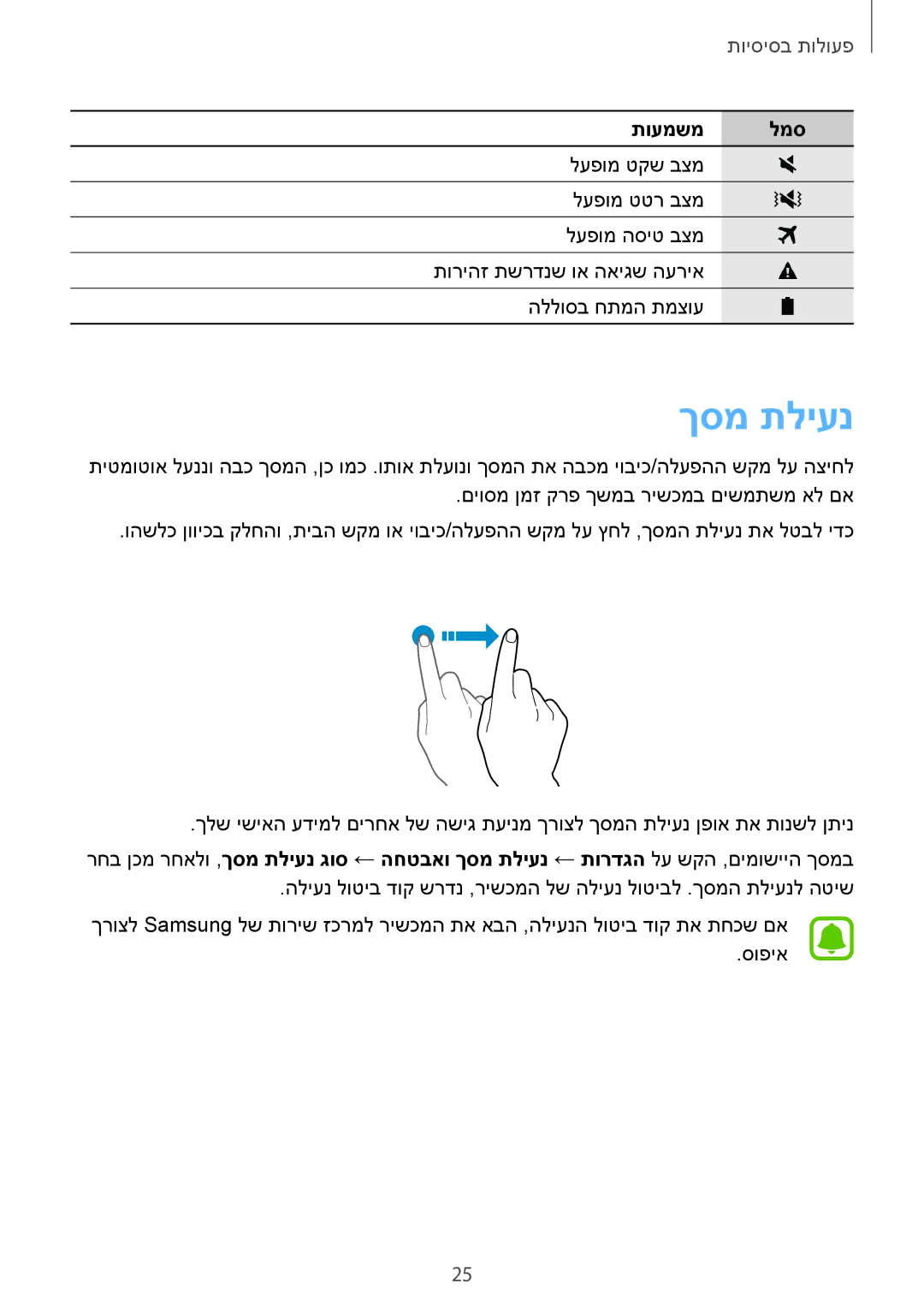 Samsung SM-G925XZKAILO, SM-G925XZWAILO, SM-G925XZDAILO, SM-G925FZDAILO manual ךסמ תליענ 