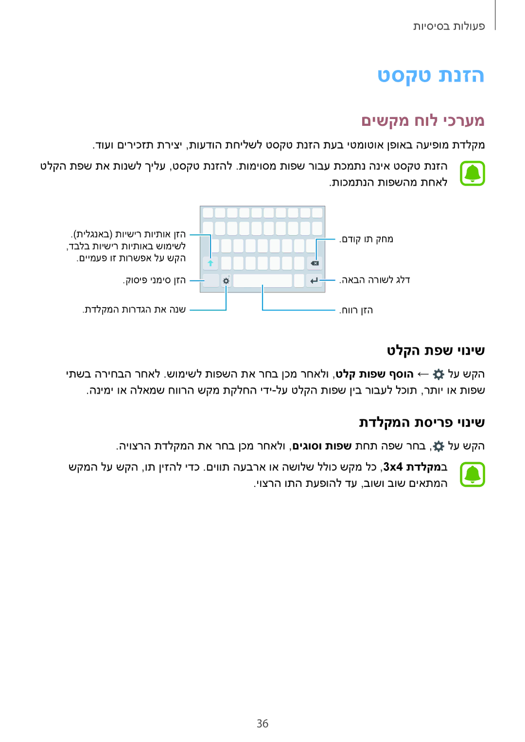 Samsung SM-G925XZWAILO, SM-G925XZKAILO, SM-G925XZDAILO manual טסקט תנזה, םישקמ חול יכרעמ, טלקה תפש יוניש, תדלקמה תסירפ יוניש 