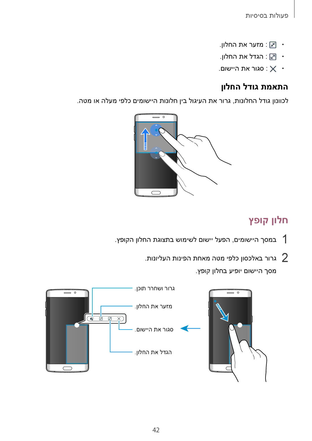 Samsung SM-G925XZDAILO, SM-G925XZWAILO, SM-G925XZKAILO, SM-G925FZDAILO manual ץפוק ןולח, ןולחה לדוג תמאתה 