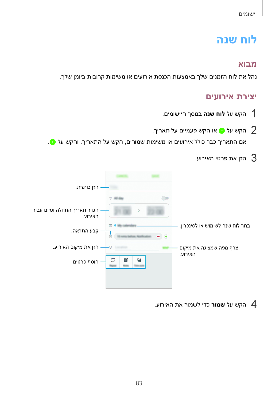 Samsung SM-G925FZDAILO, SM-G925XZWAILO, SM-G925XZKAILO, SM-G925XZDAILO manual הנש חול, םיעוריא תריצי 