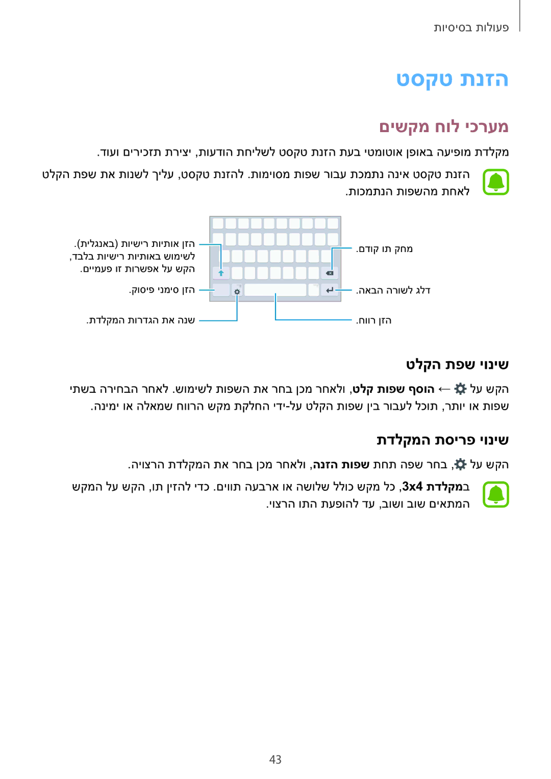 Samsung SM-G928CZDAILO manual טסקט תנזה, םישקמ חול יכרעמ, טלקה תפש יוניש, תדלקמה תסירפ יוניש 