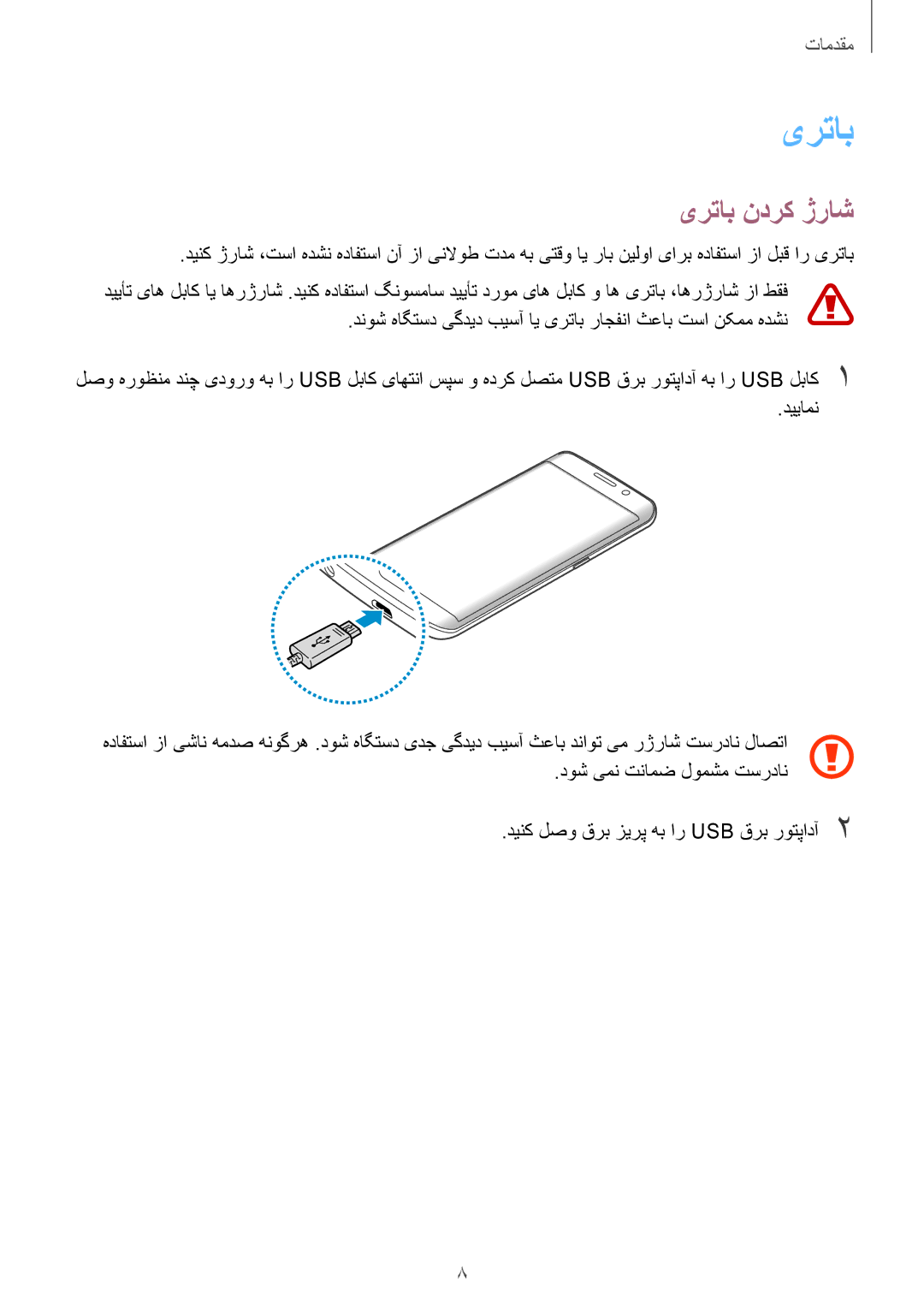 Samsung SM-G928CZDAKSA manual یرتاب ندرک ژراش, دییامن, دنوش هاگتسد یگدید بیسآ ای یرتاب راجفنا ثعاب تسا نکمم هدشن 