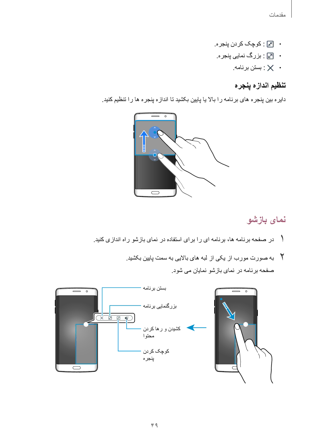 Samsung SM-G928CZSAKSA, SM-G928CZDAKSA manual وشزاب یامن, هرجنپ هزادنا میظنت, هرجنپ ندرک کچوک هرجنپ ییامن گرزب همانرب نتسب 