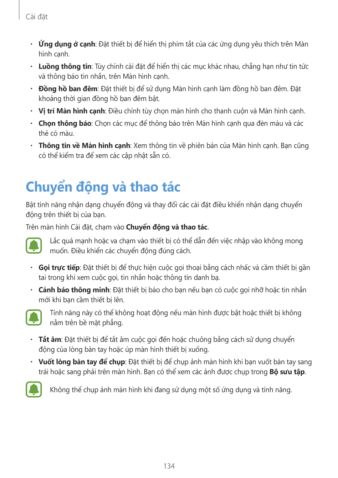 Samsung SM-G928CZDAXXV manual Chuyên đông va thao tác, 134 