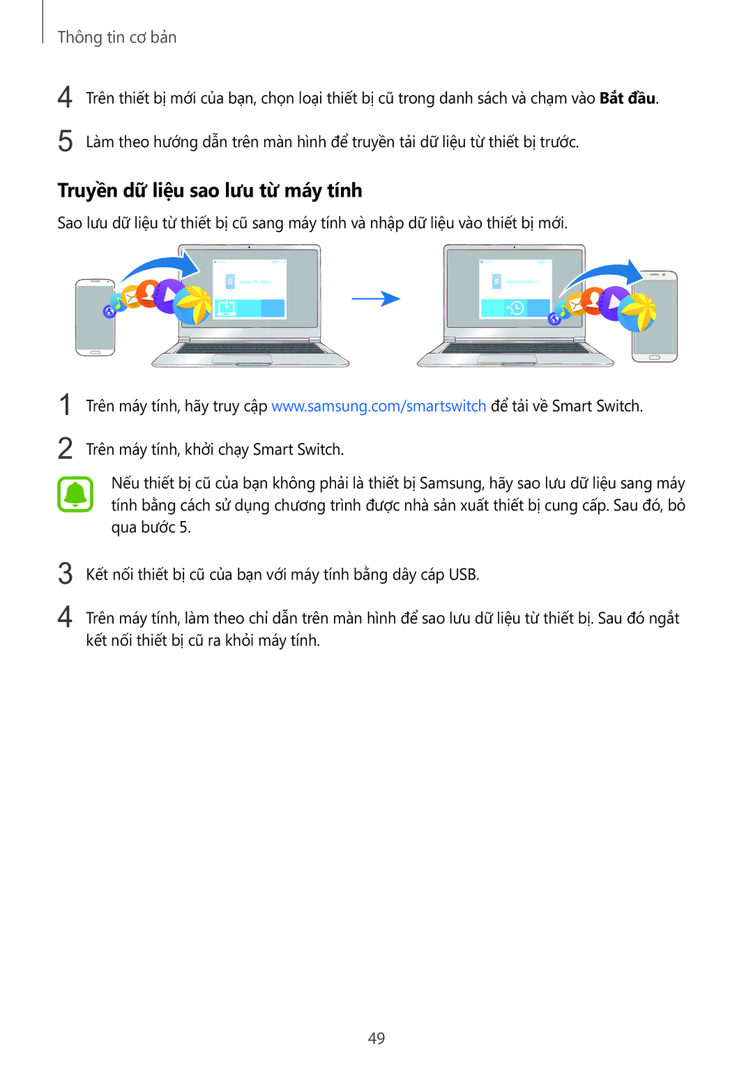 Samsung SM-G928CZDAXXV manual Truyền dữ liệu sao lưu từ máy tính 