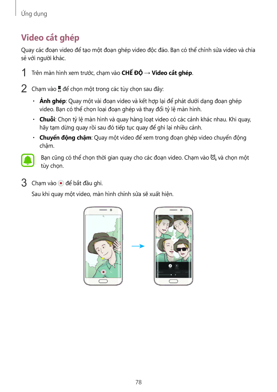 Samsung SM-G928CZDAXXV manual Video cắt ghép 
