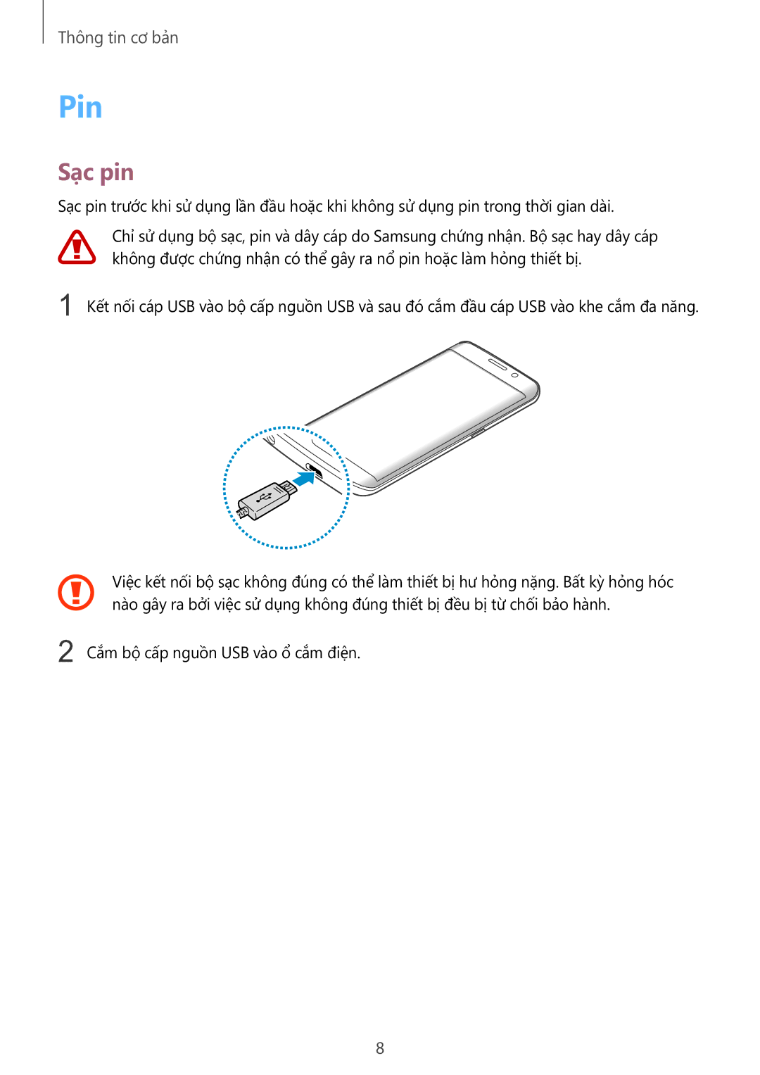 Samsung SM-G928CZDAXXV manual Pin, Sạc pin 