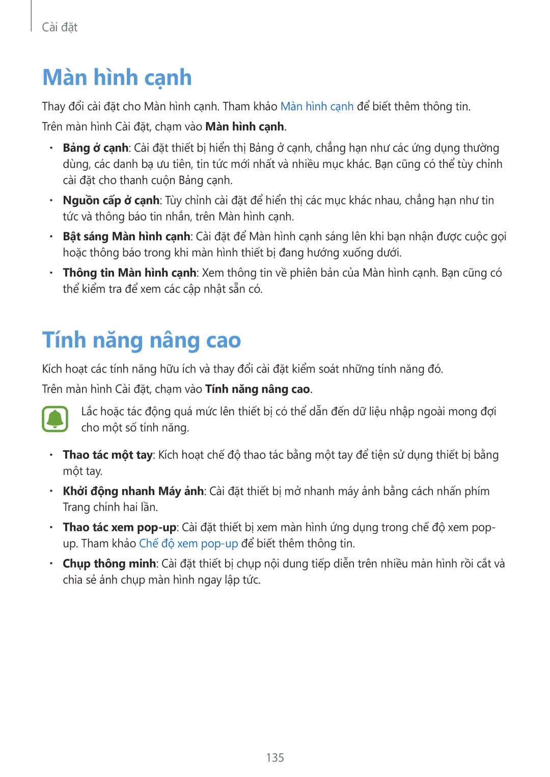 Samsung SM-G928CZDAXXV manual Tính năng nâng cao, 135 