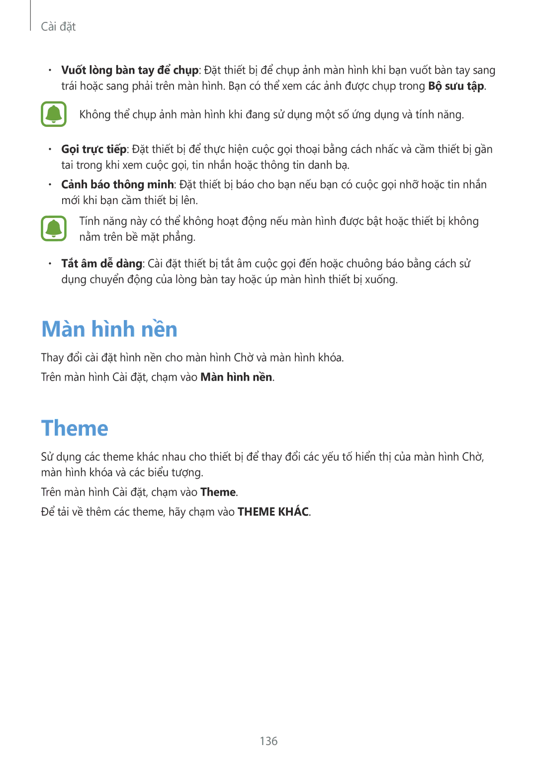 Samsung SM-G928CZDAXXV manual Man hinh nền, Theme, 136 
